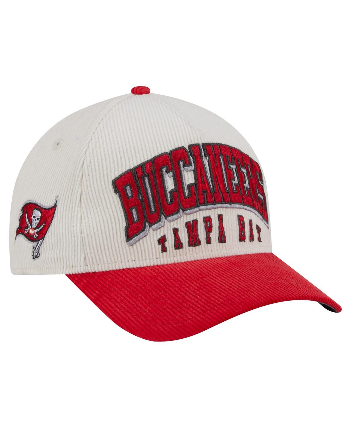 New Era Men'sâ Cream/red Tampa Bay Buccaneers Two-tone Sided Corduroy 9forty A-frame Adjustable Hat In Neutral