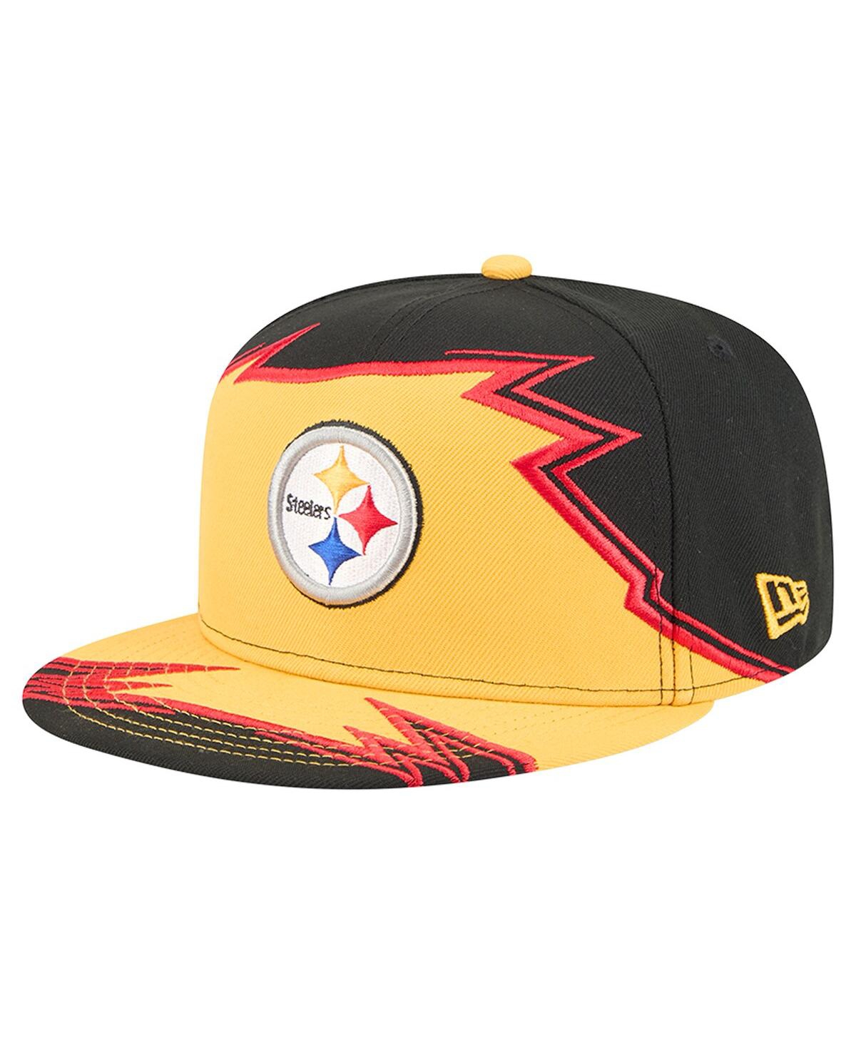 New Era Men'sâ Black/gold Pittsburgh Steelers Break 59fifty Fitted Hat In Yellow