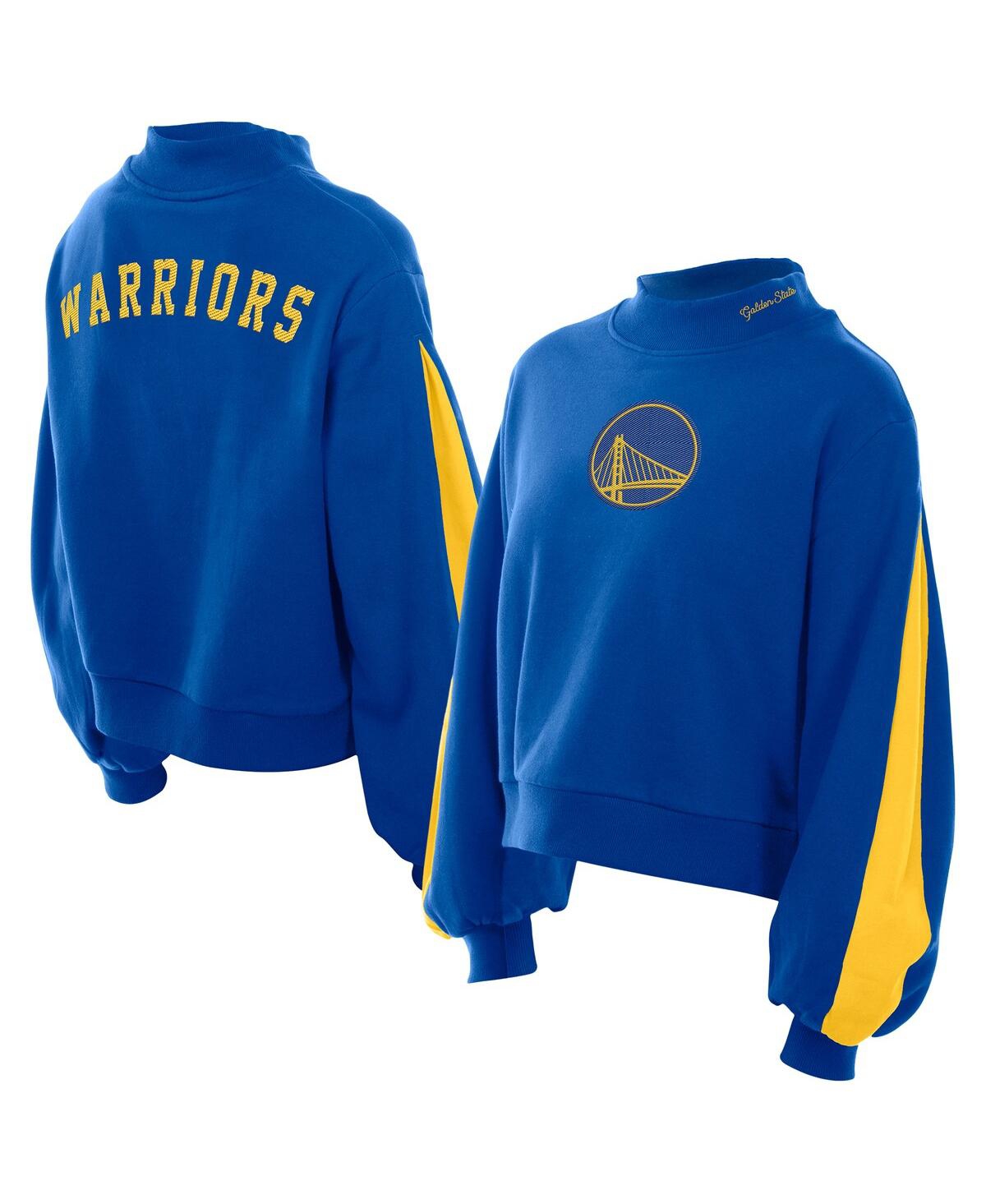 New Era Women's Royal Golden State Warriors Sport Night Balloon Sleeves Sweatshirt In Multi