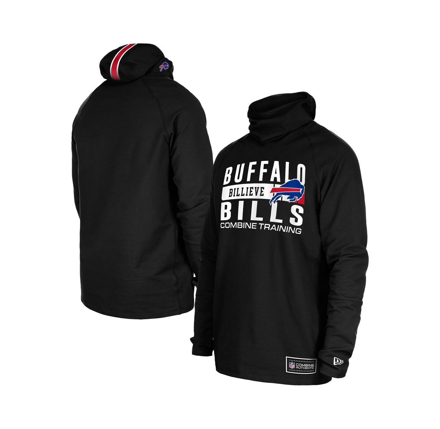Men's Black Buffalo Bills Functional Fandom Balaclava Helmet Stripe Tri-Blend Hoodie