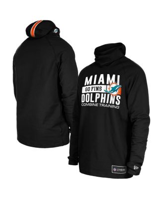 New Era - Men's Black Miami Dolphins Functional Fandom Balaclava Helmet Stripe Tri-Blend Hoodie