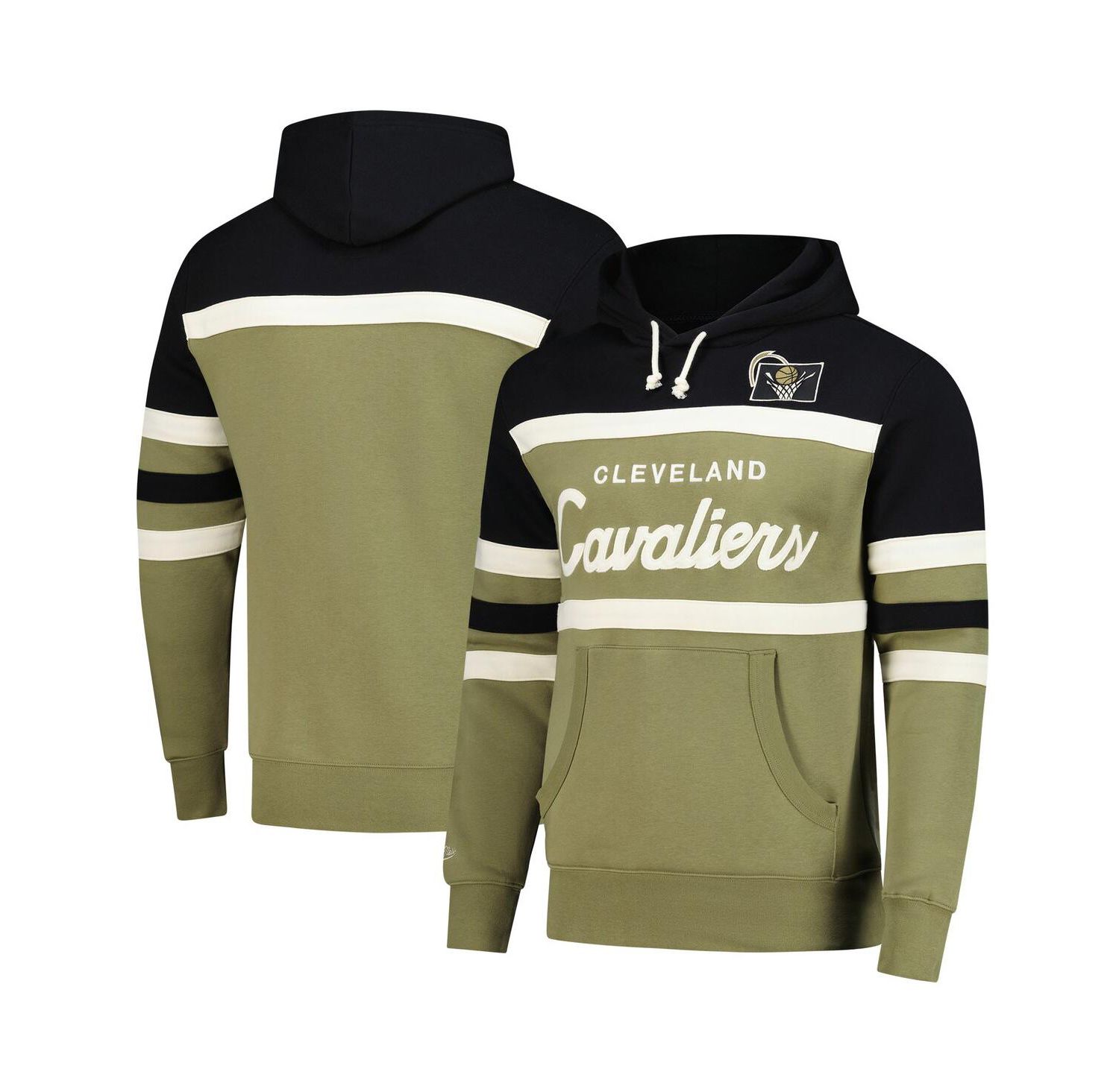 Men's Olive/Black Cleveland Cavaliers Double Clutch Head Coach Hoodie