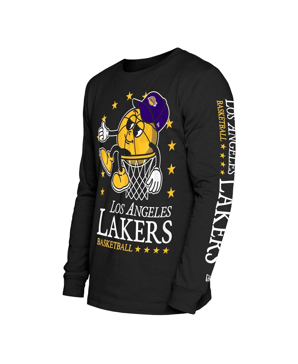 New Era Men's Black Los Angeles Lakers Old School Sport Long Sleeve T-Shirt