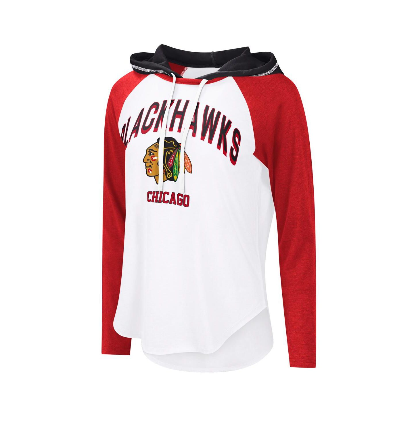 Женское худи G-III 4Her by Carl Banks White Chicago Blackhawks VIP Raglan Long Sleeve T-Shirt — фото 3