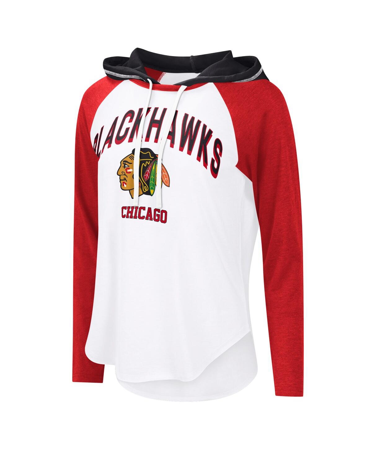 G-iii 4her By Carl Banks Women's White Chicago Blackhawks Vip Raglan Long Sleeve Hoodie T-shirt In White