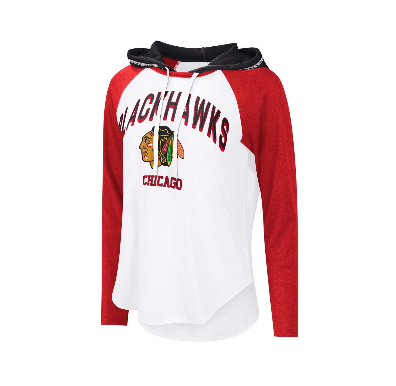 Women's White Chicago Blackhawks VIP Raglan Long Sleeve Hoodie T-Shirt