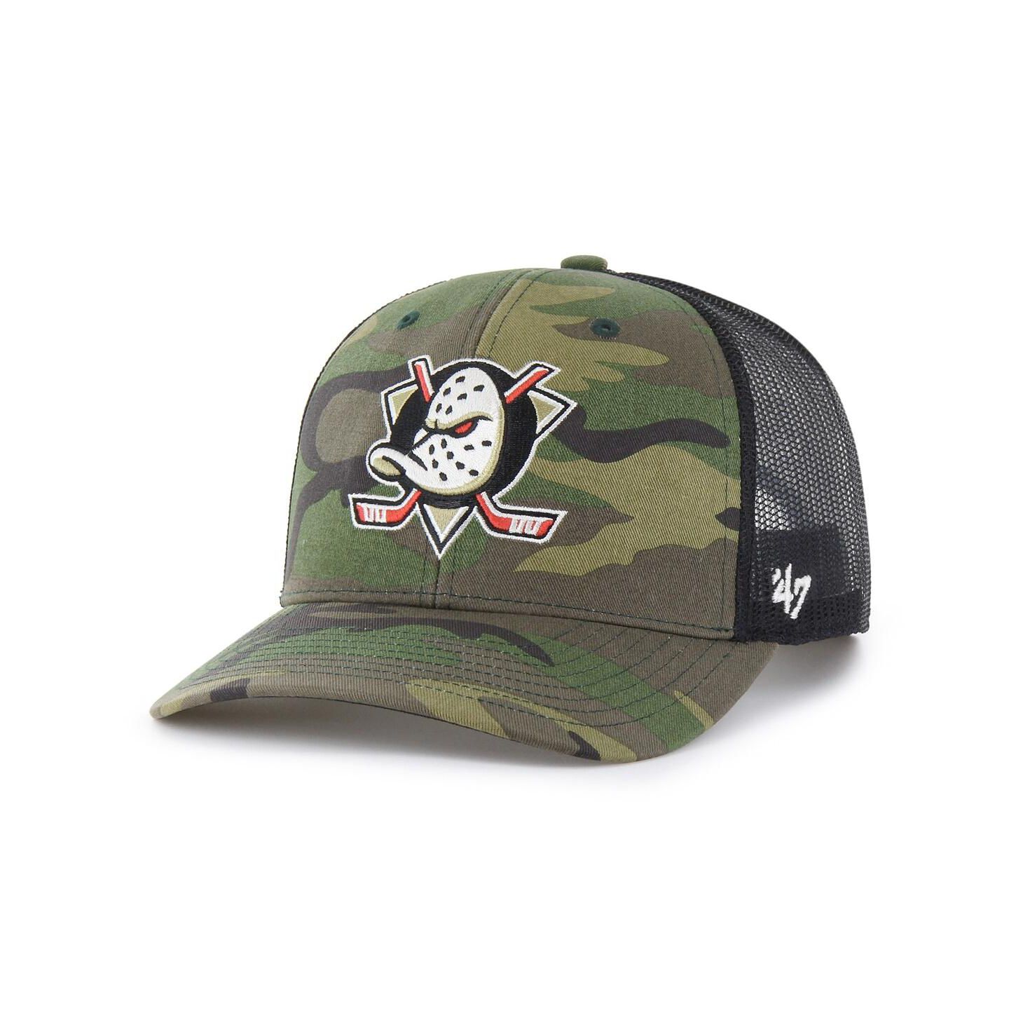 Мужская кепка '47 Brand Camo/Black Anaheim Ducks Trucker Adjustable Hat — фото 1
