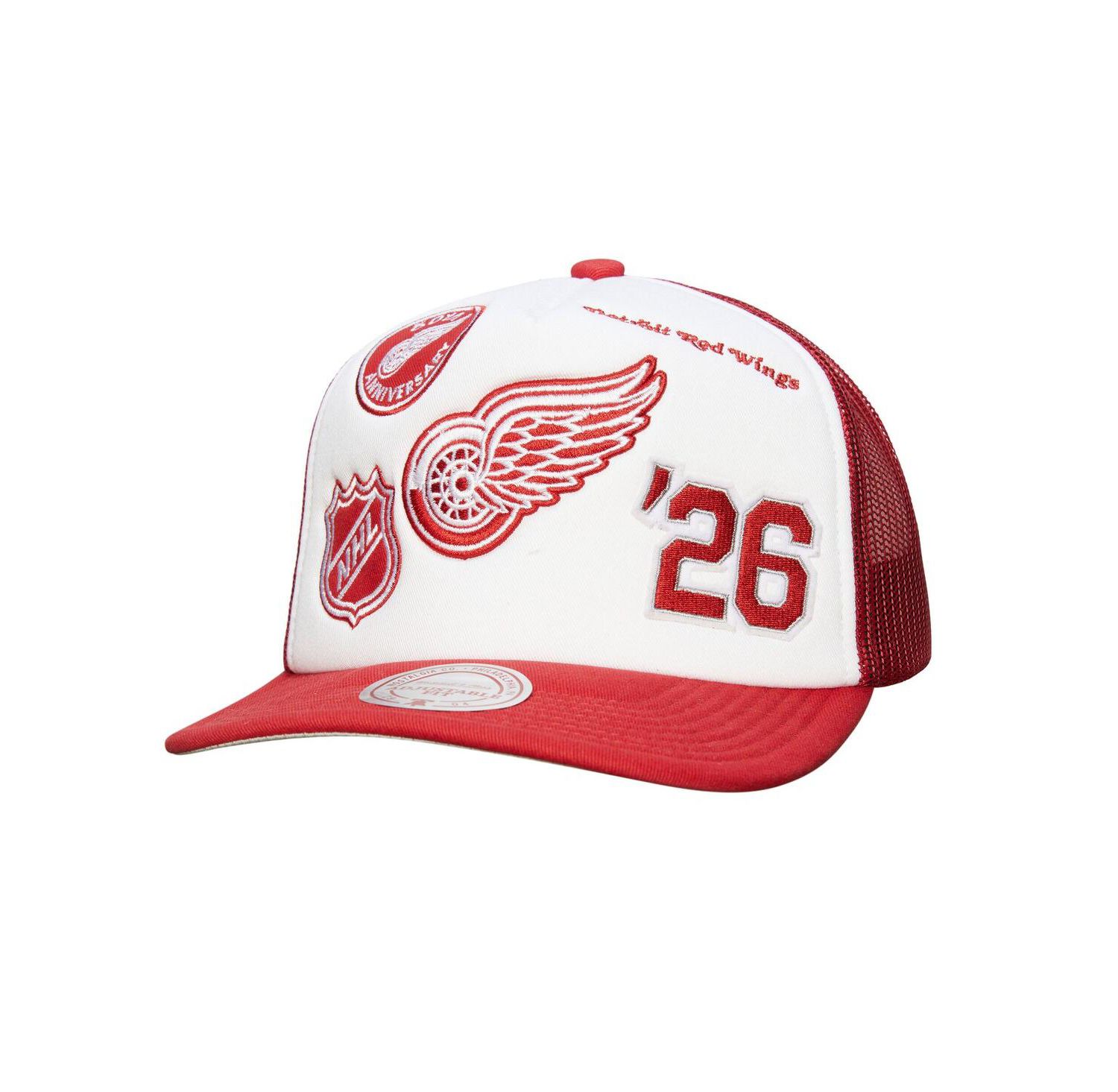 Men's White/Red Detroit Red Wings Gridlock Trucker Adjustable Hat