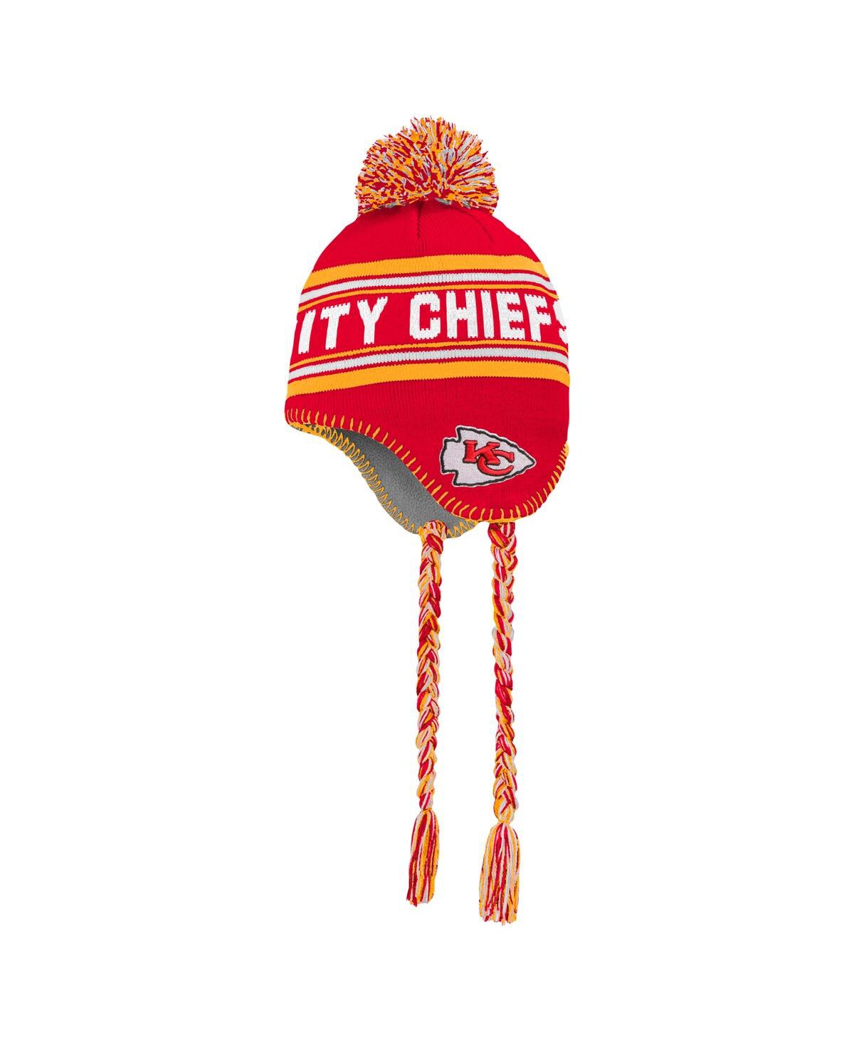 Outerstuff Big Boys And Girls Red Kansas City Chiefs Jacquard Tassel With Pom Knit Hat In Red