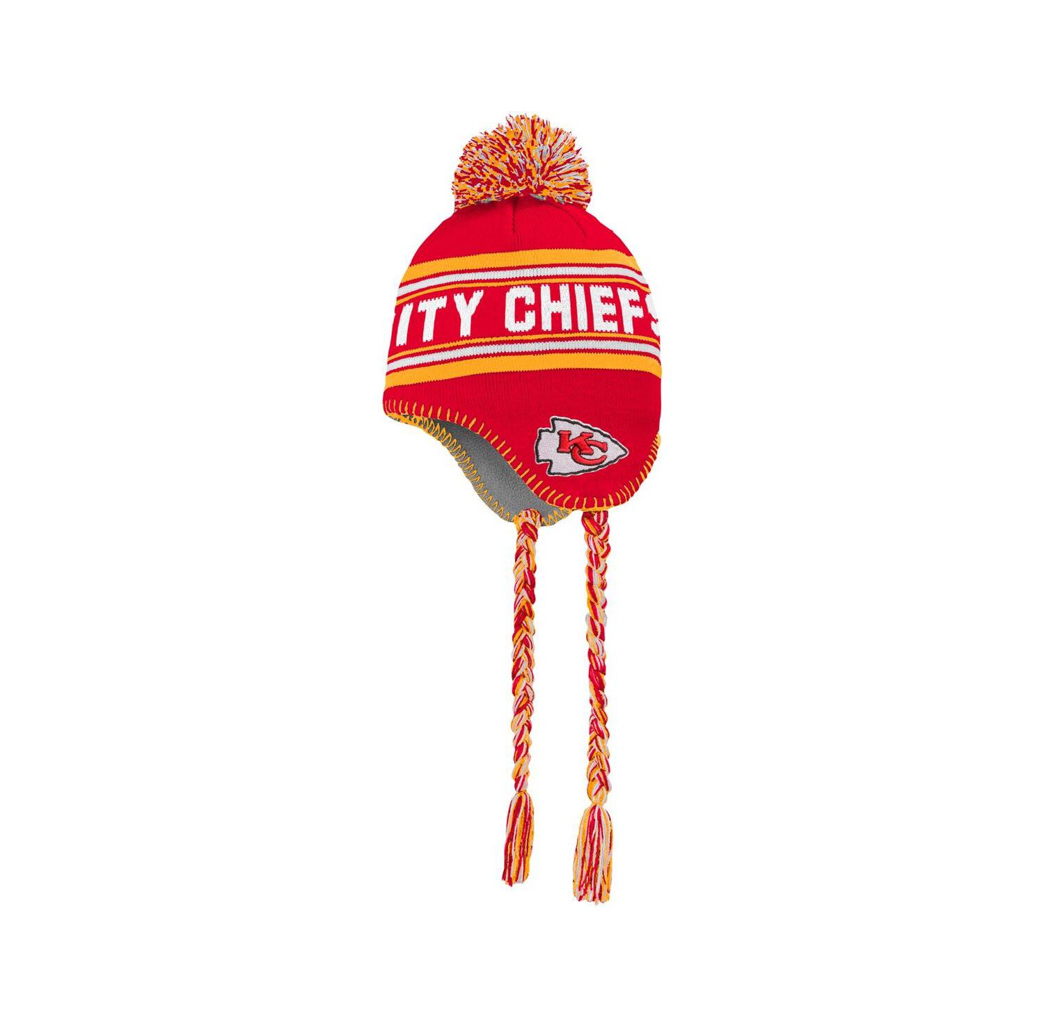Big Boys and Girls Red Kansas City Chiefs Jacquard Tassel with Pom Knit Hat