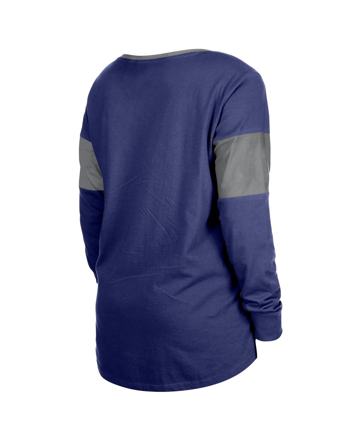 New Era Women's Royal Indianapolis Colts Lace-up Notch-neck Long Sleeve T-shirt In Animal Print