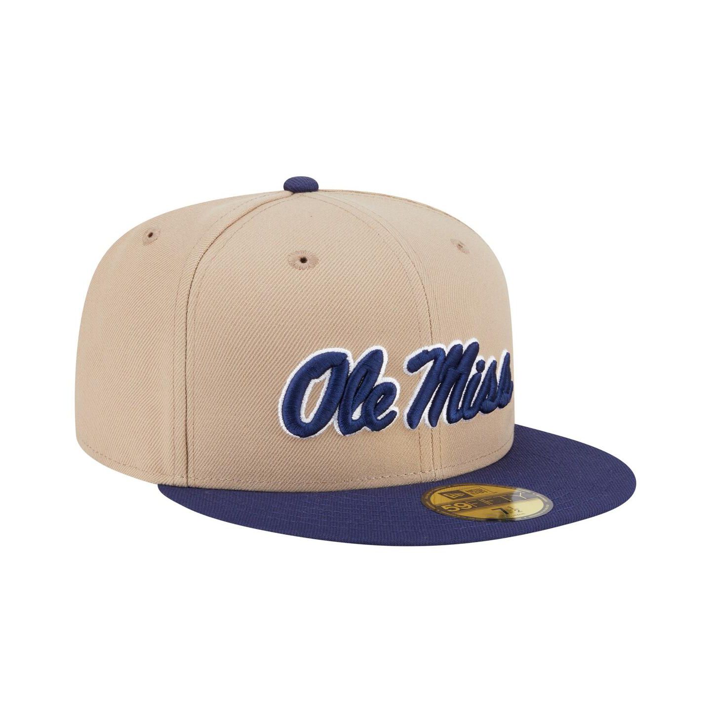Мужская кепка New Era Khaki Ole Miss Rebels Two-Tone 59FIFTY Fitted Hat — фото 4