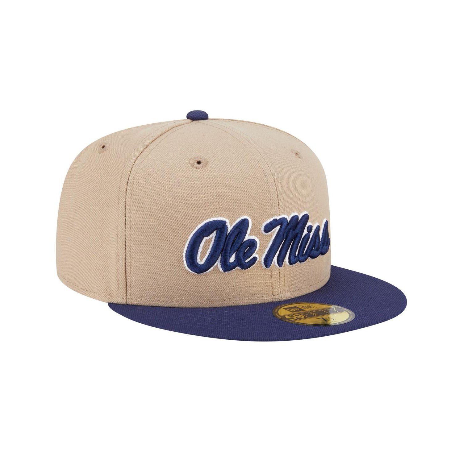 Men's Khaki Ole Miss Rebels Two-Tone 59FIFTY Fitted Hat