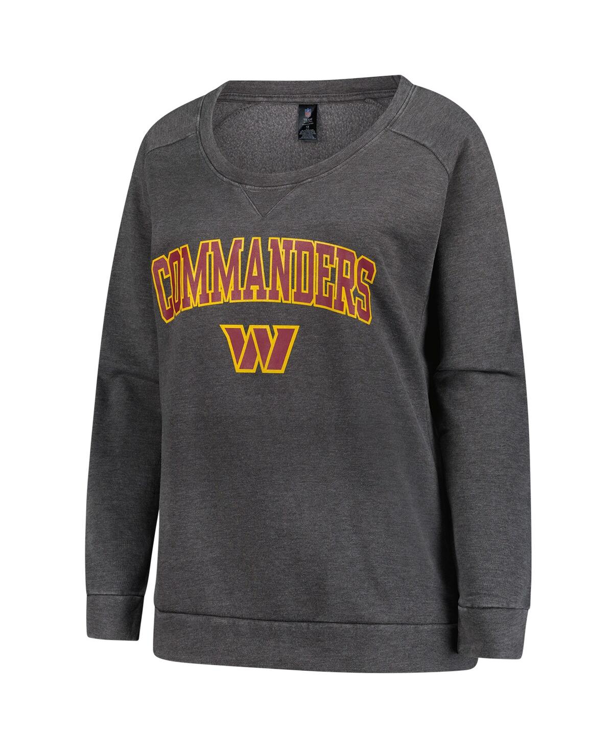 Profile Women's Charcoal Washington Commanders Plus Size Acid Wash Raglan Sweatshirt In Gray