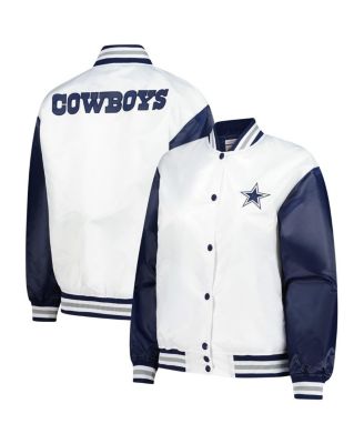 Mitchell & Ness - Women's White Dallas Cowboys Plus Size Full-Snap Satin Jacket