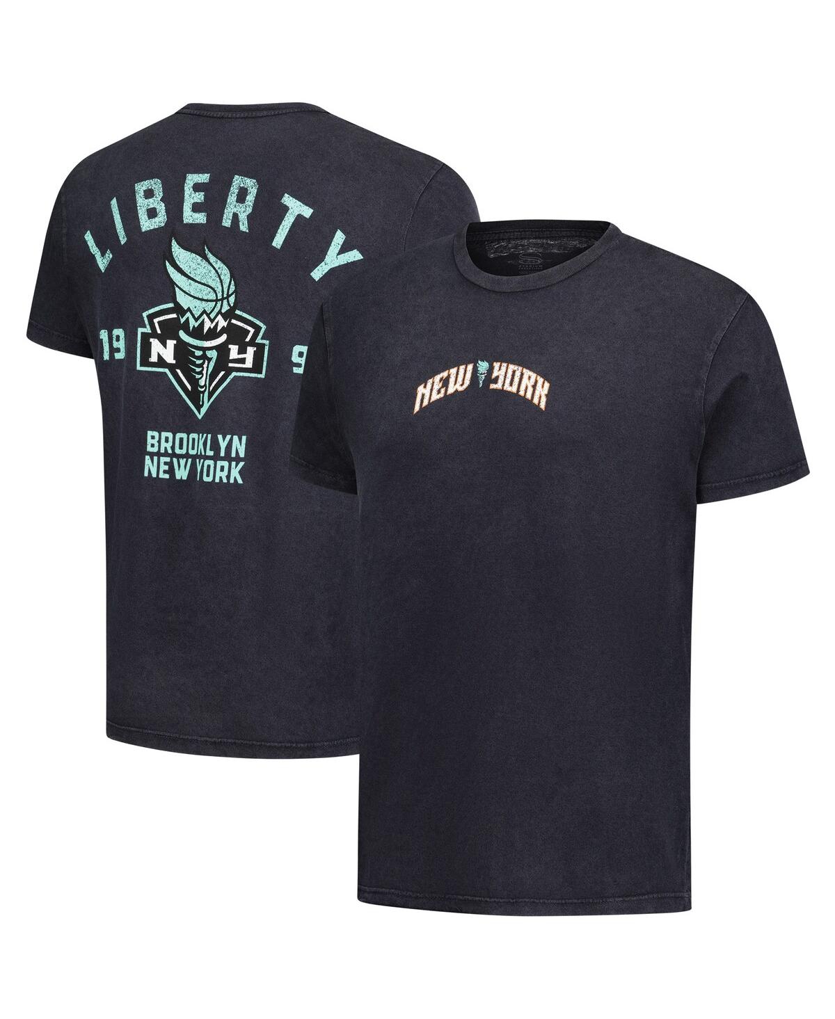 Stadium Essentials Men's And Women's Black New York Liberty Oversized Vintage Wash T-shirt In Black