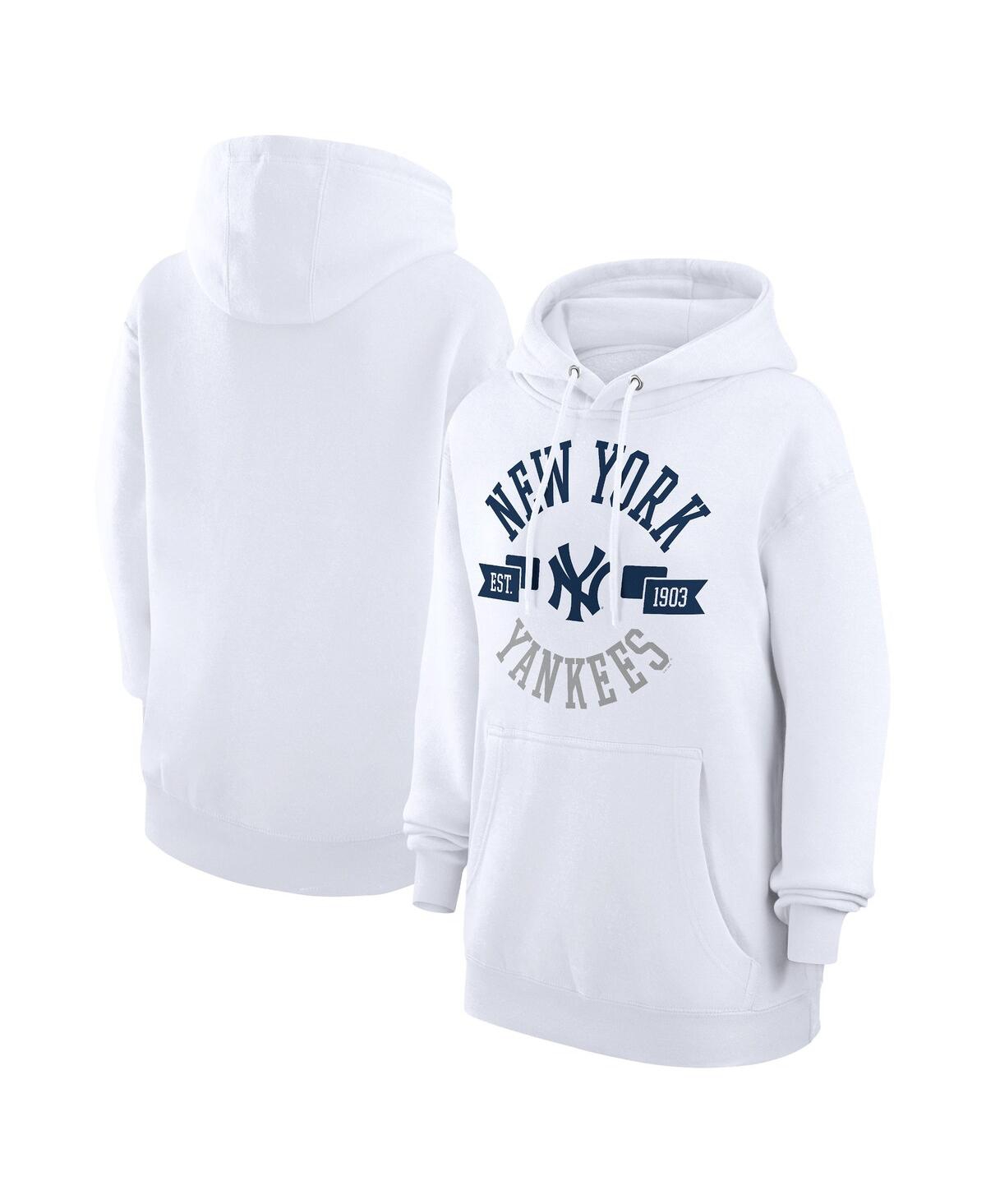 G-iii 4her By Carl Banks Women's White New York Yankees City Graphic Pullover Hoodie In White