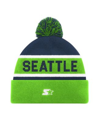 Men's and Women's Neon Green Seattle Seahawks Cuffed&nbsp;with Pom Knit Hat