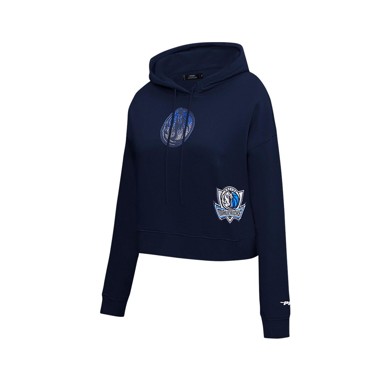 Women's Navy Dallas Mavericks Jewels Cropped Pullover Hoodie