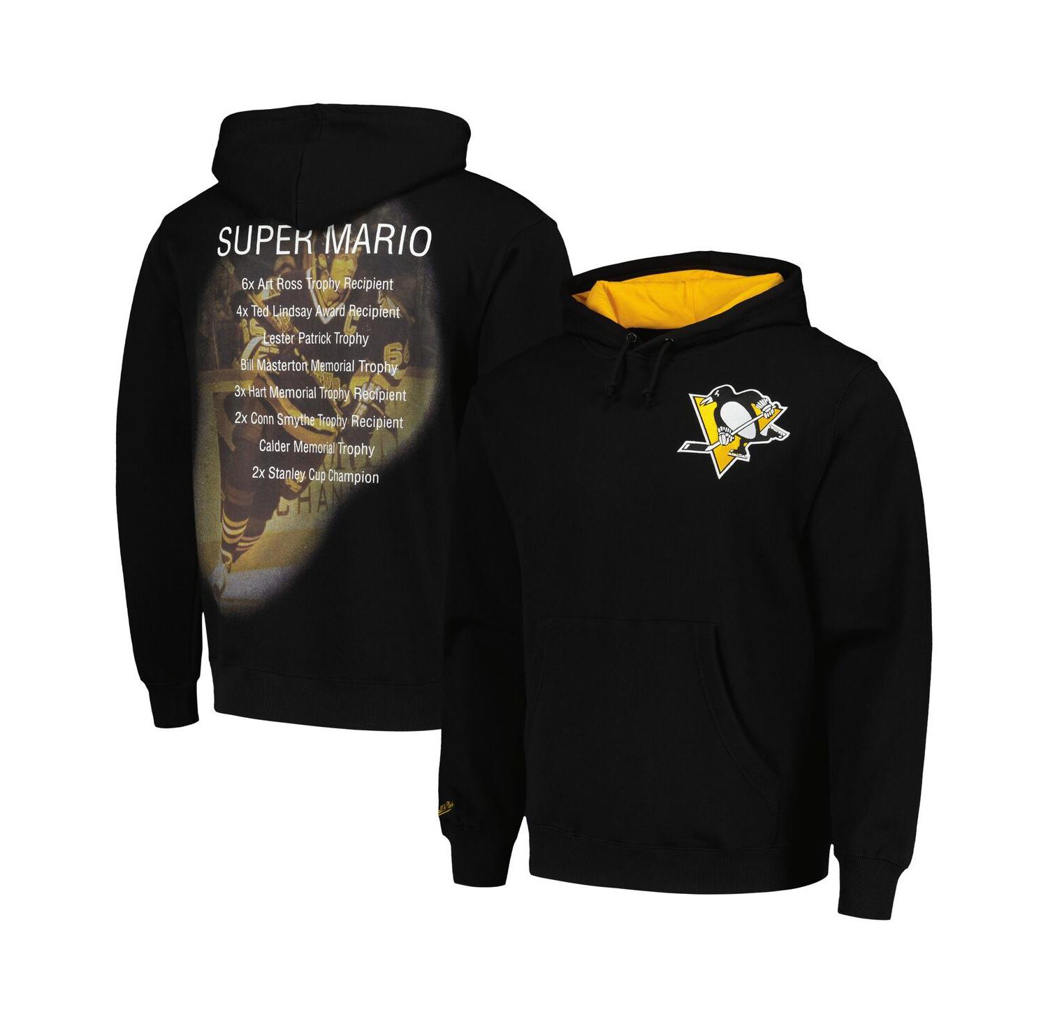 Men's Mario Lemieux Black Pittsburgh Penguins Premium Name & Number Fleece Pullover Sweatshirt