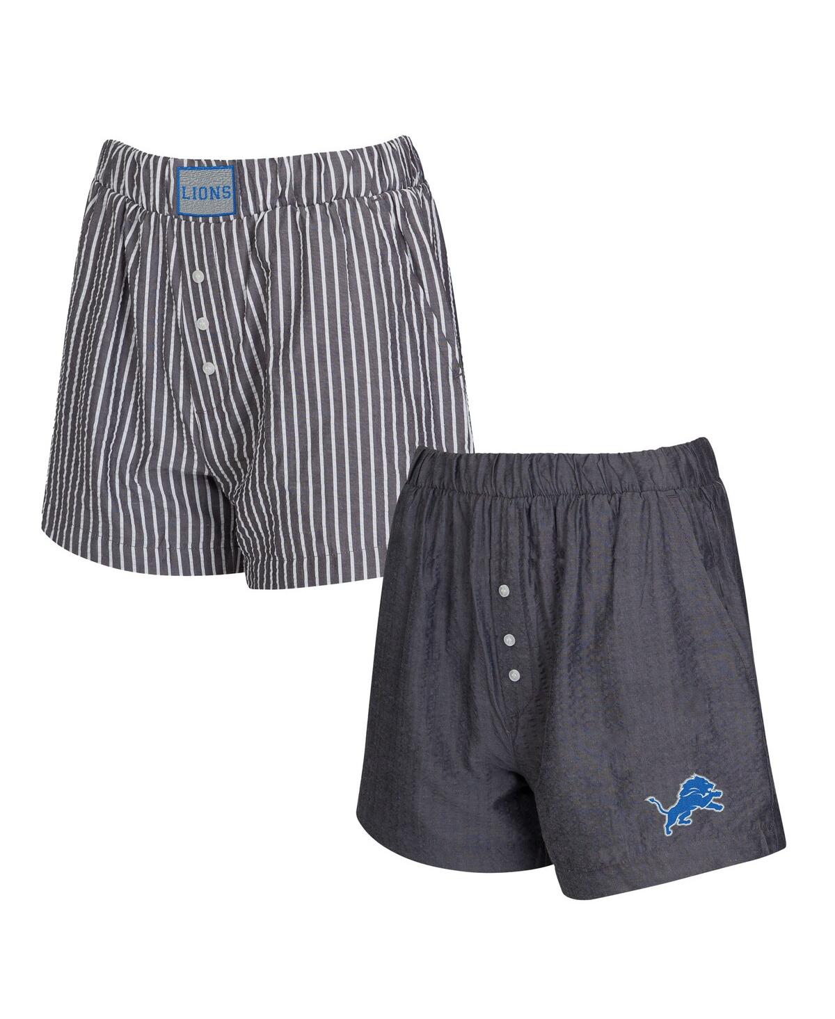 Concepts Sport Charcoal Pittsburgh Steelers Two-pack Stripes And Solids Boxer Shorts Set In Gray