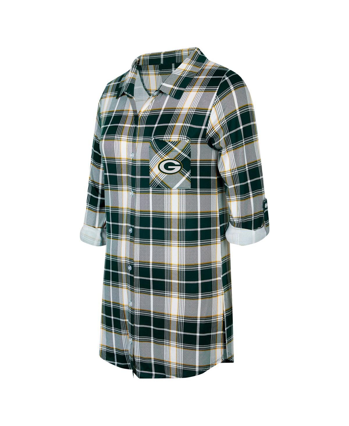Concepts Sport Women's Green Bay Packers Ashford Plaid Knit Nightshirt In Multi