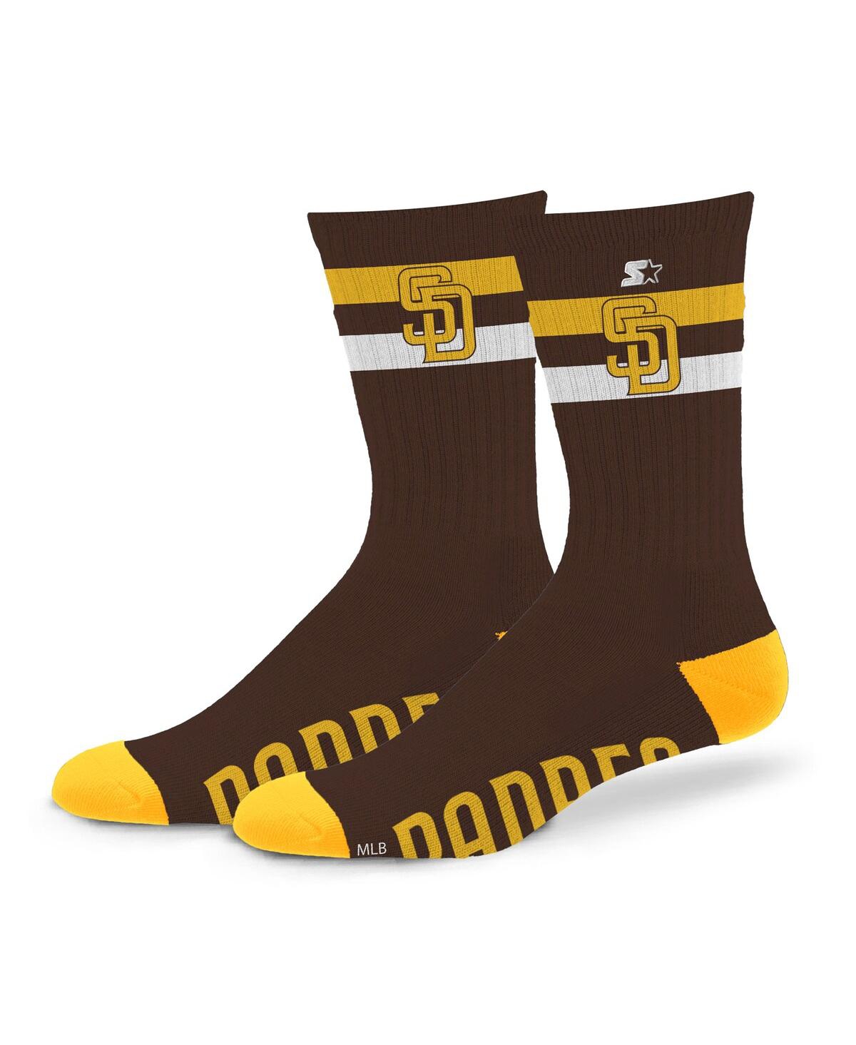 Starter Men's And Women's San Diego Padres Team Color Two-stripe Crew Socks In Brown