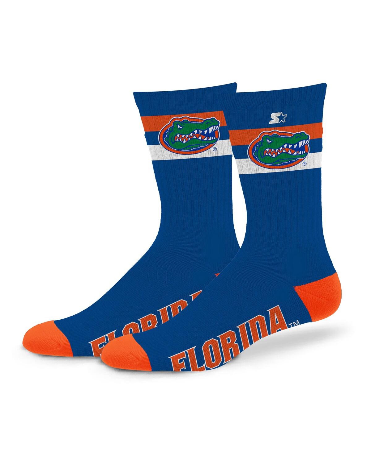 Starter Men's And Women's Florida Gators Team Color Two-stripe Crew Socks In Blue