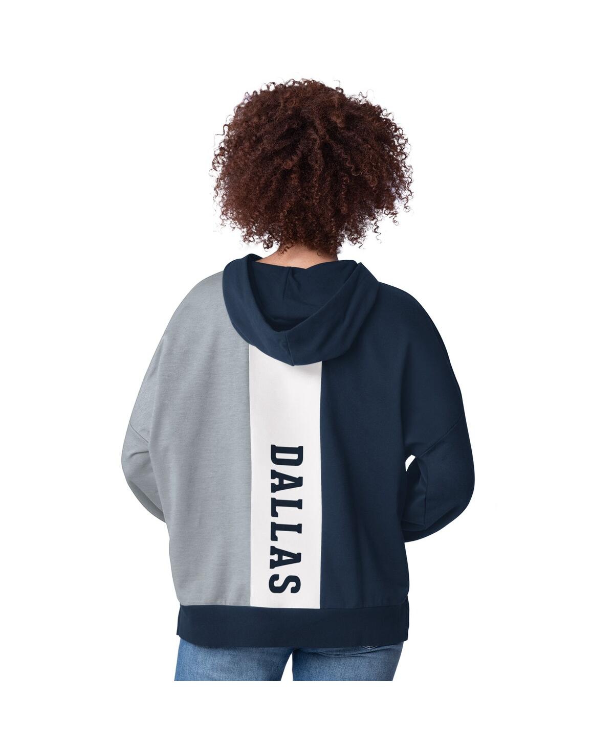 Starter Women's Navy Dallas Cowboys Power Move Long Sleeve Pullover Hoodie In Multi