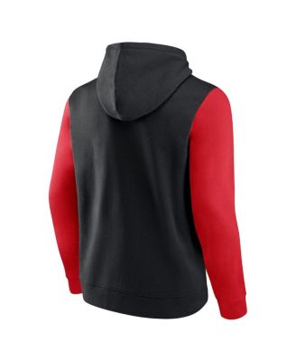 Men's Black/Red Toronto Raptors Attack Color Block Pullover Hoodie