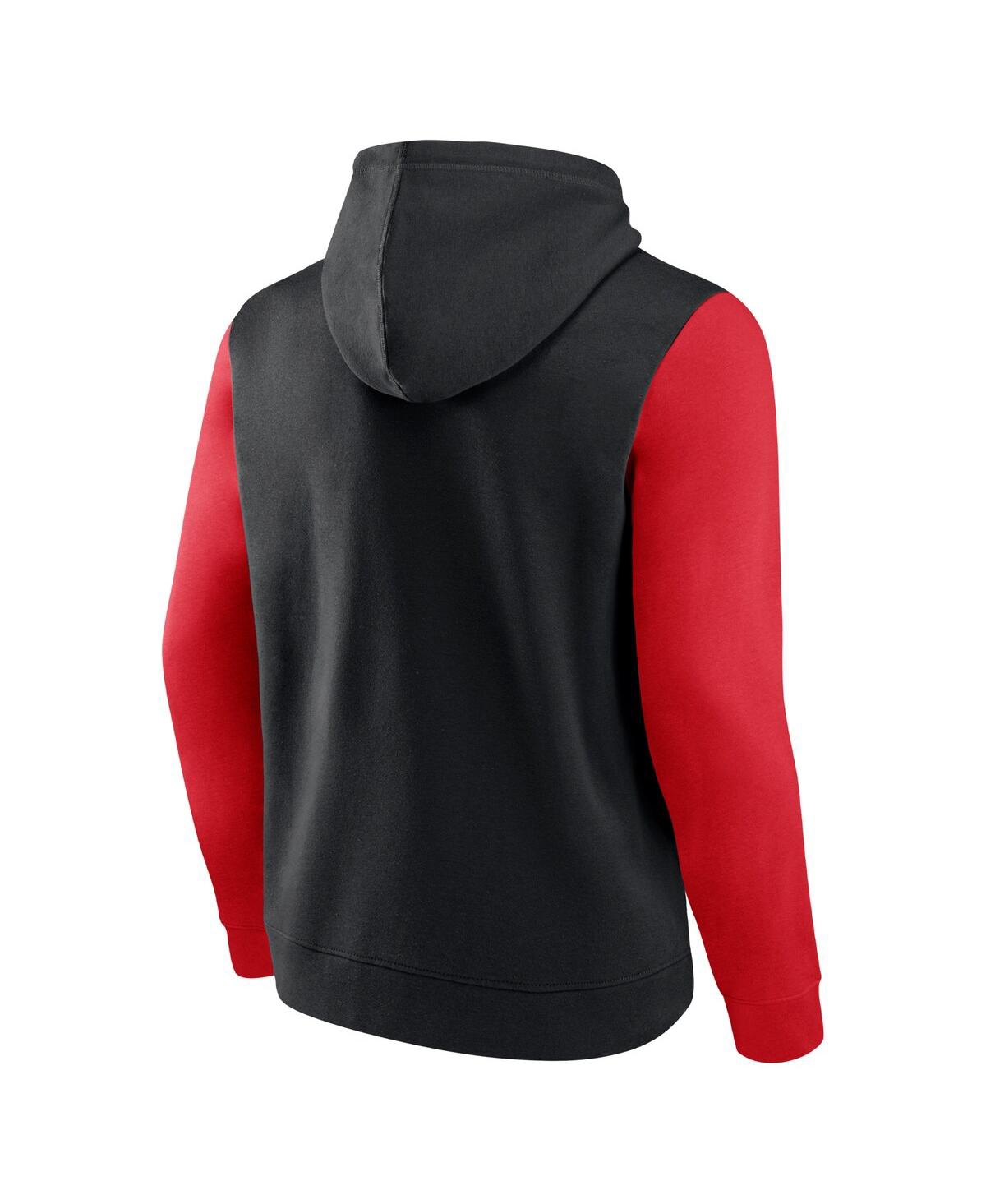 Fanatics Men's Black/Red Toronto Raptors Attack Color block Pullover Hoodie