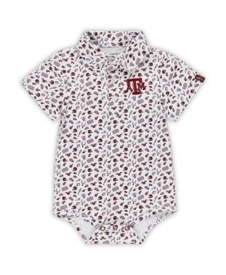 Garb - Baby Boys and Girls Maroon Texas A&M Aggies Tom Allover Print Performance Polo Bodysuit