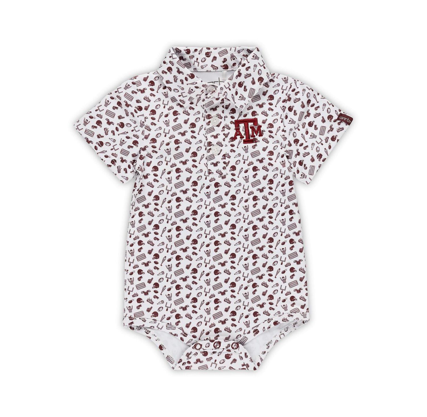 Baby Boys and Girls Maroon Texas A&M Aggies Tom Allover Print Performance Polo Bodysuit