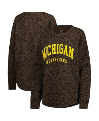 Gameday Couture - Women's Brown Michigan Wolverines Leopard Oversized Sweatshirt