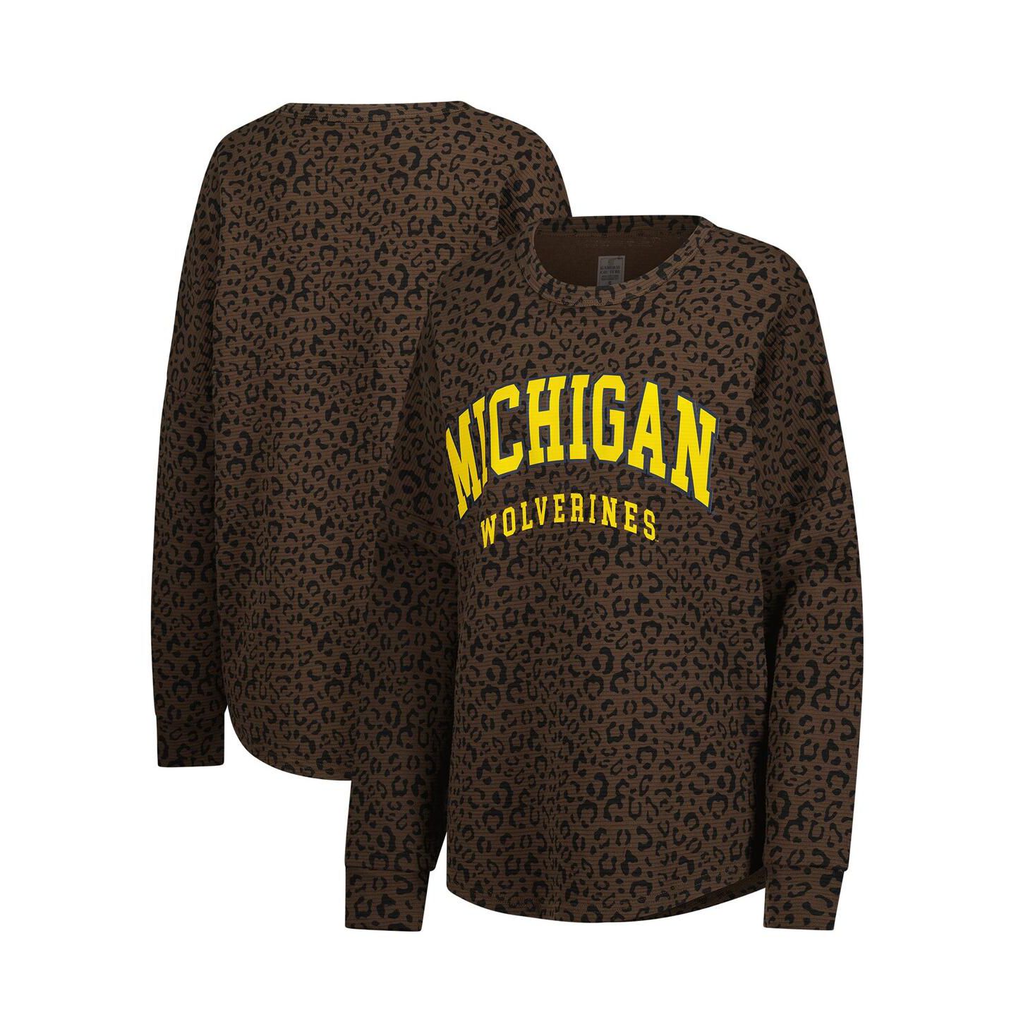 Женская толстовка Gameday Couture Brown Michigan Wolverines Leopard Oversized Sweatshirt — фото 1