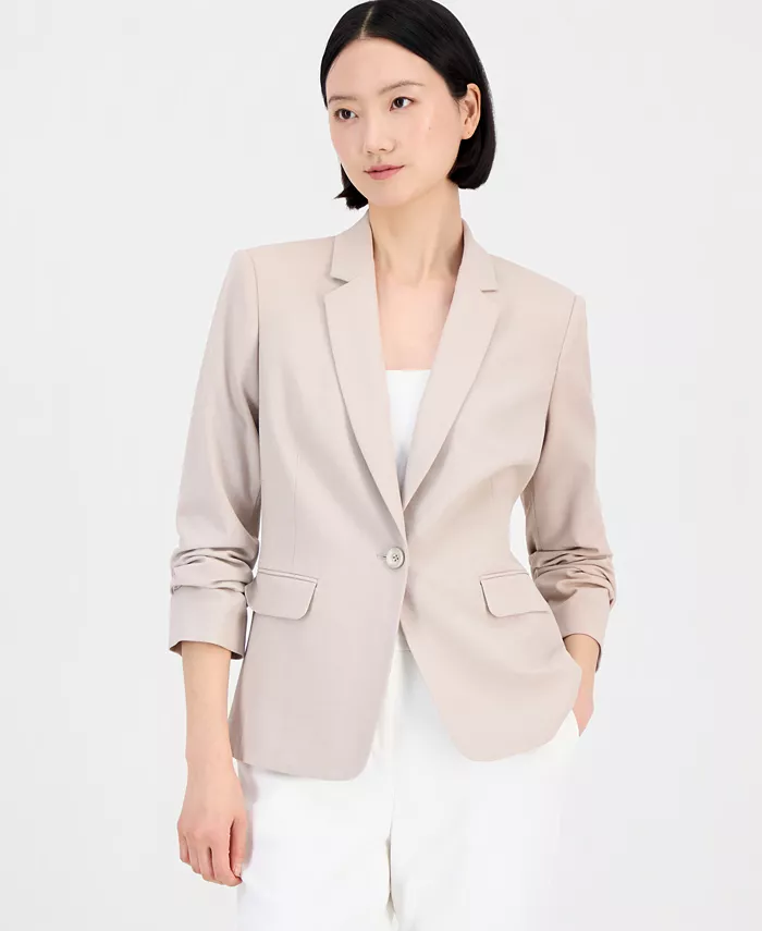 Women's One-Button Blazer With Inner-Elastic Retractable Sleeves
