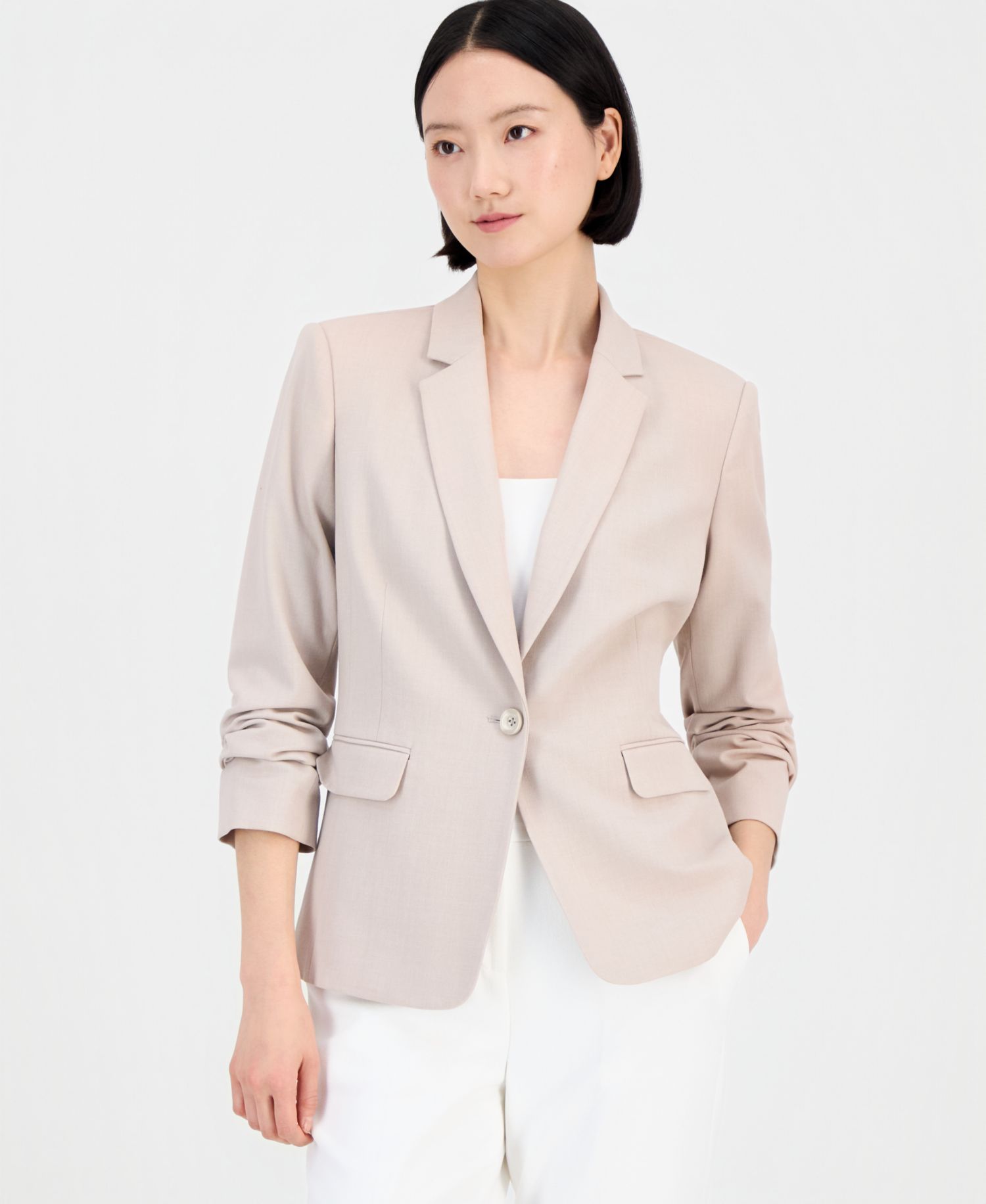 ASL Petite One-Button Notch Collar Blazer