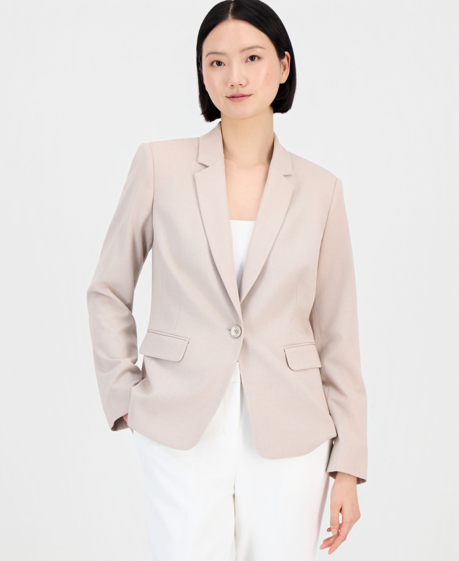 ASL Petite One-Button Notch Collar Blazer