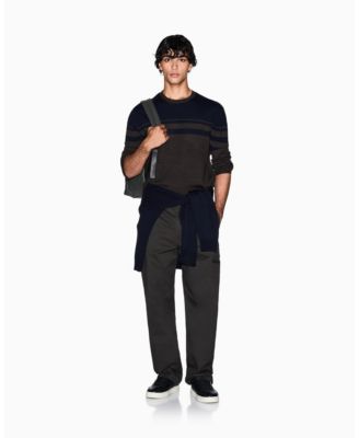 Men's Long Sleeve Wool Blend Color Block Sweater