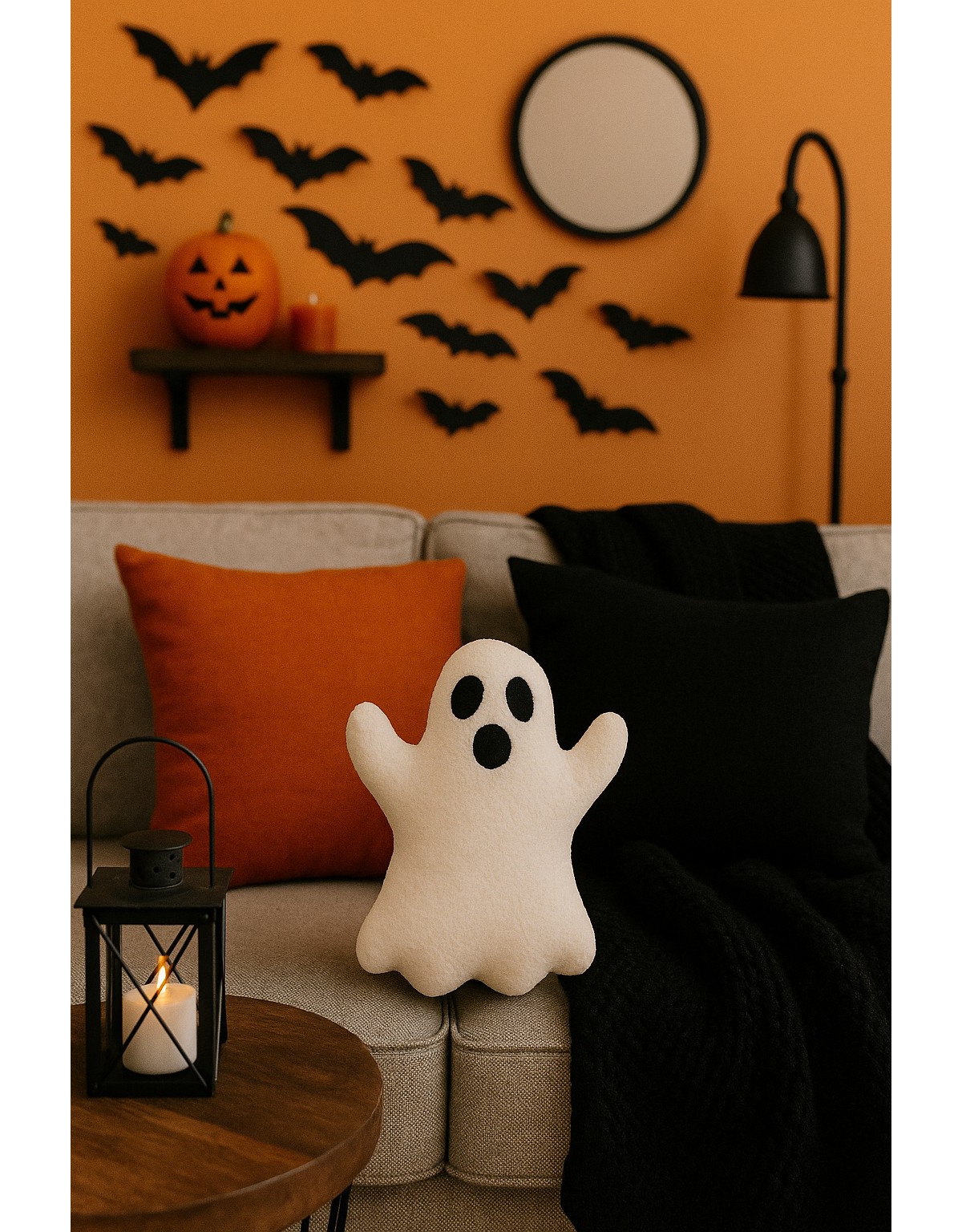 Ghost Shaped Halloween Throw Pillow 13" x 19"