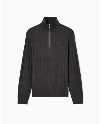 Men's Ribbed Quarter Zip Sweater