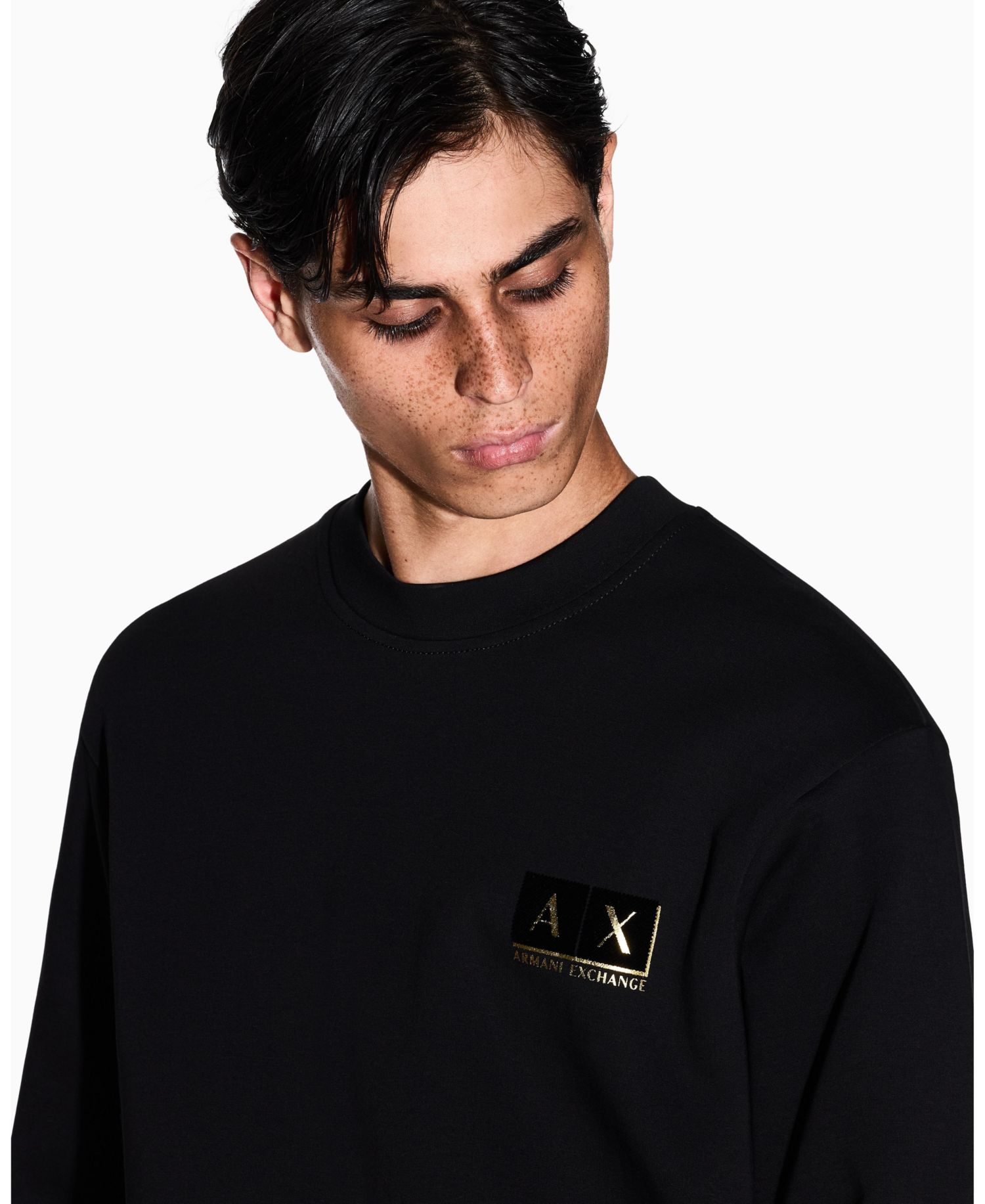 Men's Gold Logo Center Chest Graphic Crewneck Sweatshirt