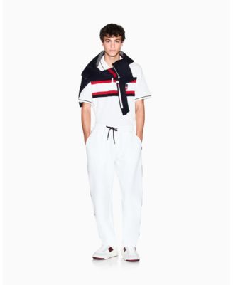 Men's Color Block Pique Zip-Collar Tipping Polo Shirt