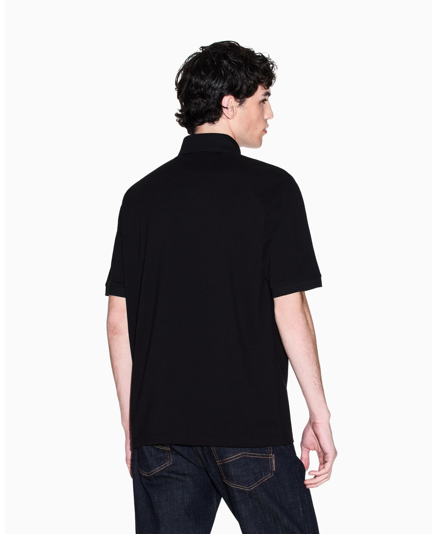 Мужское поло A|X Armani Exchange Gold Logo Polo Shirt, цвет: Чёрный, вариант 1 — фото 4