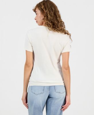 Women's Beaded Lucky Script Classic Crew Neck T-Shirt