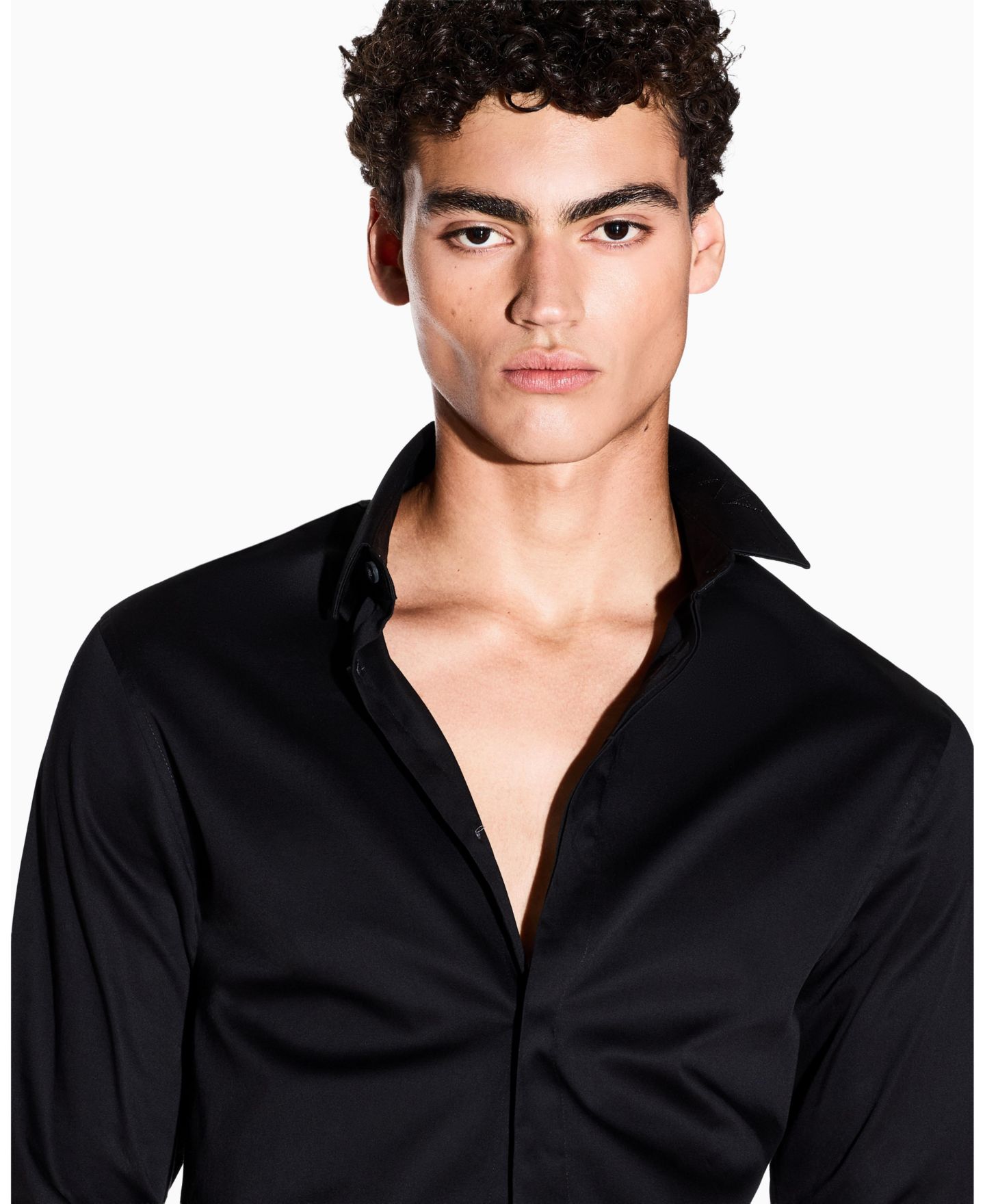 Мужская рубашка A|X Armani Exchange Night Lab Satin Woven, цвет: Чёрный — фото 3