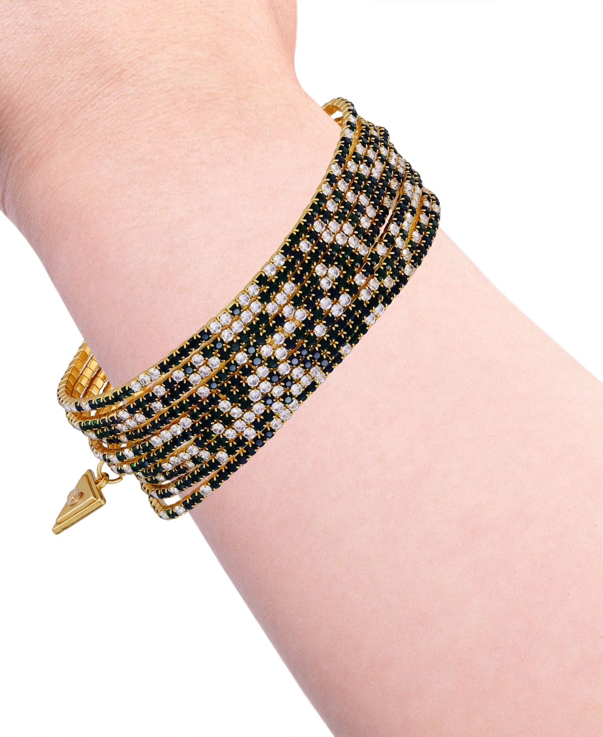 Guess 10-pc. Crystal Gold-tone Stretch Bracelet In Gold