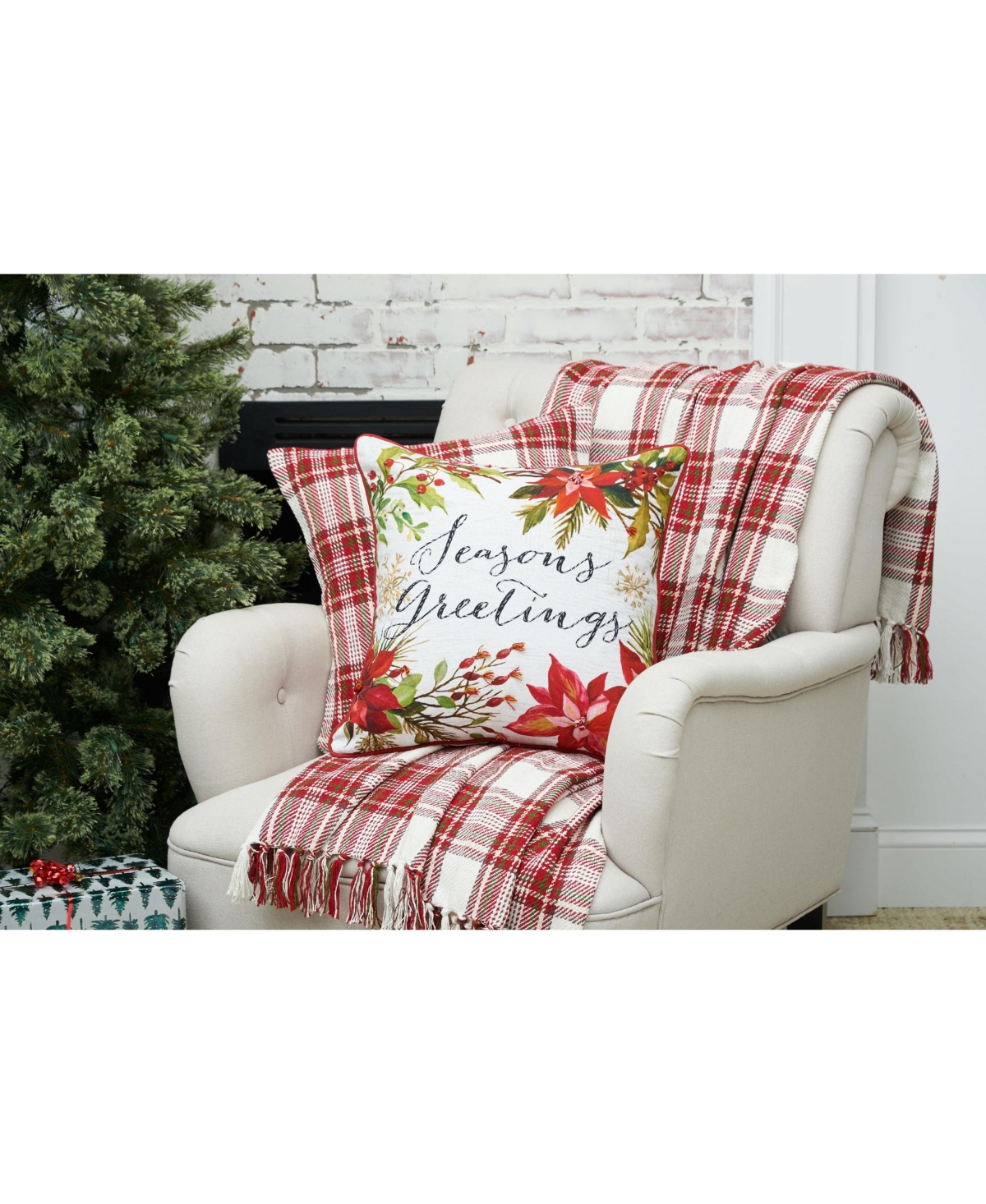 C&F Home Gracelyn Plaid Christmas 100% Cotton Accent Throw Pillow 18" x 18"