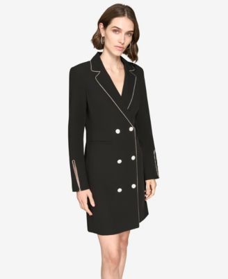 Women's Rhinestone-Trim Tuxedo Dress