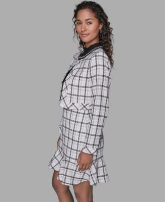 Women's Metallic Glen Plaid Tweed Jacket
